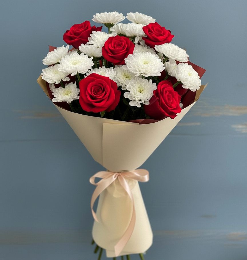 Букет цветов из: Розы и Хризантемы в Арье