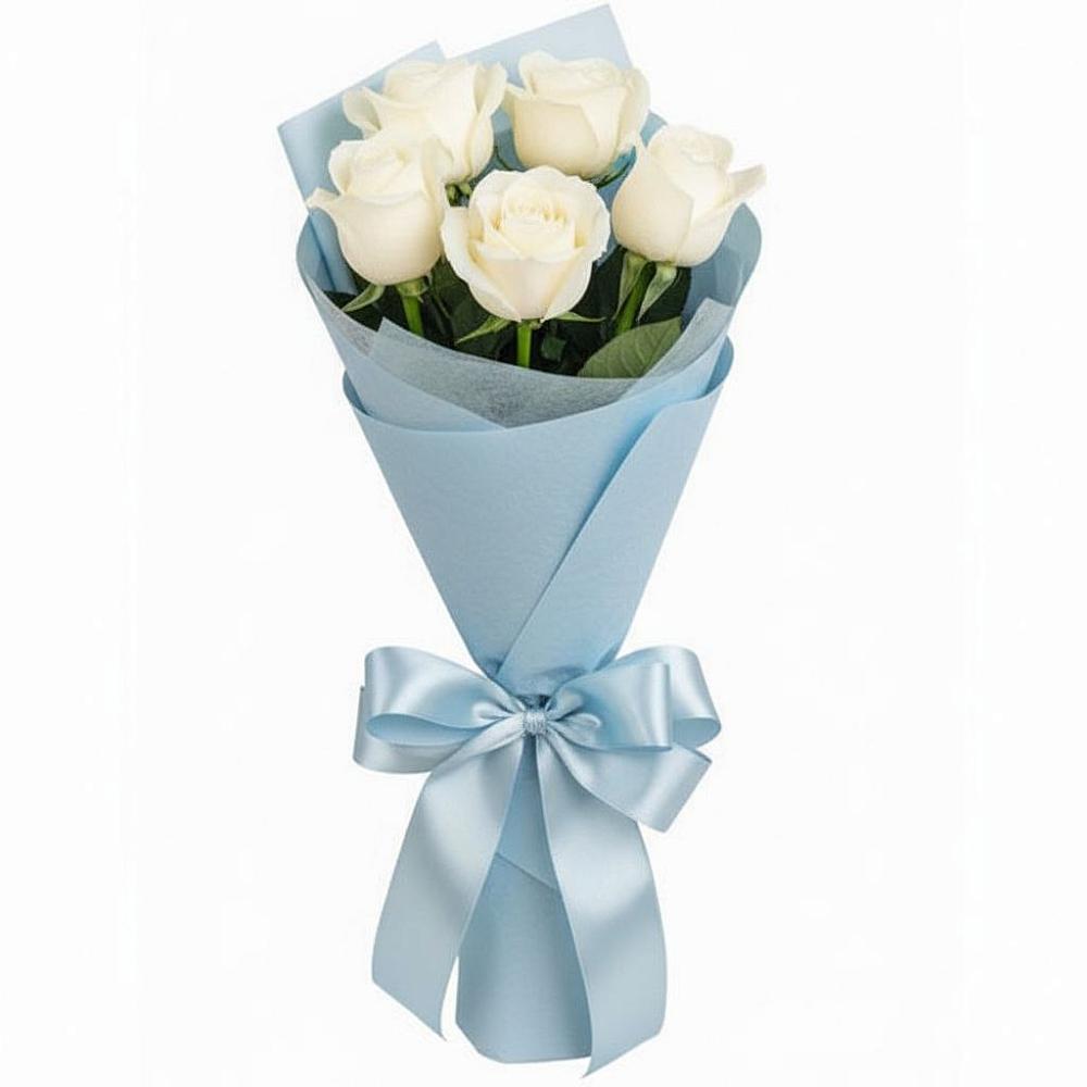 Букет 5 Белых роз Проуд в Арье