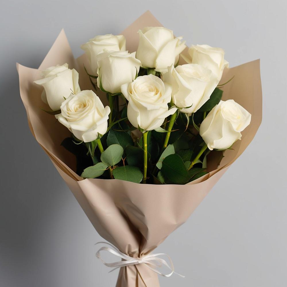 Букет 9 Белых роз Эдлесс Лав в Арье