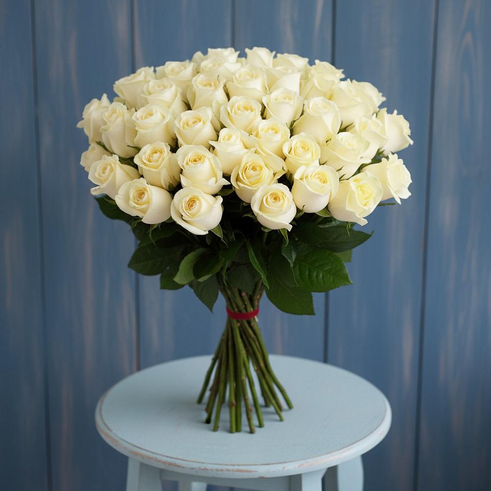 Букет 51 Белая роза Эдлесс Лав в Арье