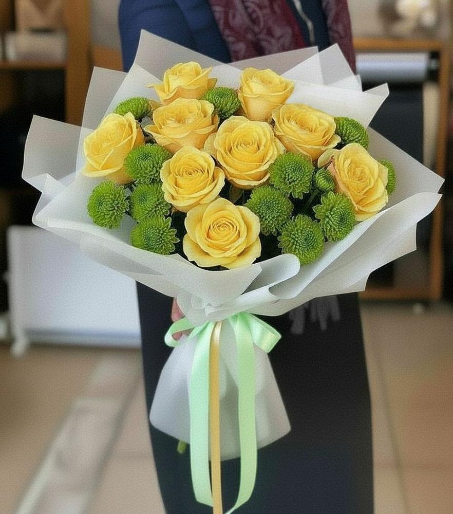 Букет цветов из: Хризантемы и Розы в Арье