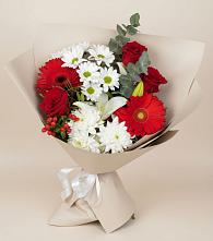 Букет цветов из:  Розы, Хризантемы, Герберы и Лилии в Арье