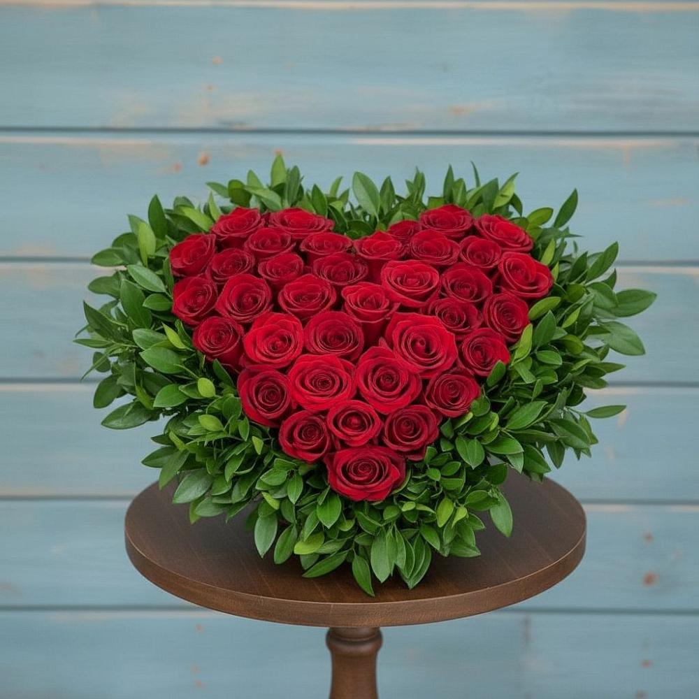 Цветочная композиция из Розы в виде сердца в Арье