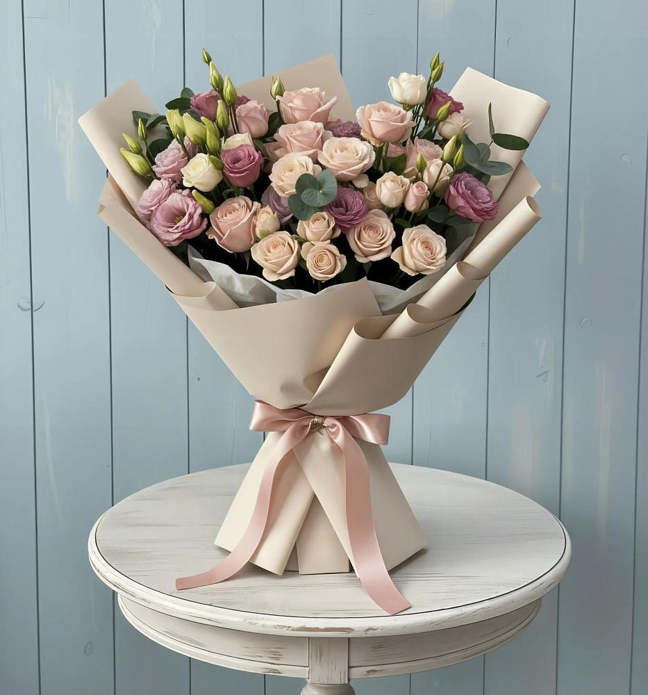 Букет цветов из: Розы и Лизиантусы в Арье