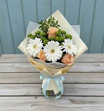 Букет цветов из:  Герберы, Розы и Хризантемы #REPLACE_PRED# Арье